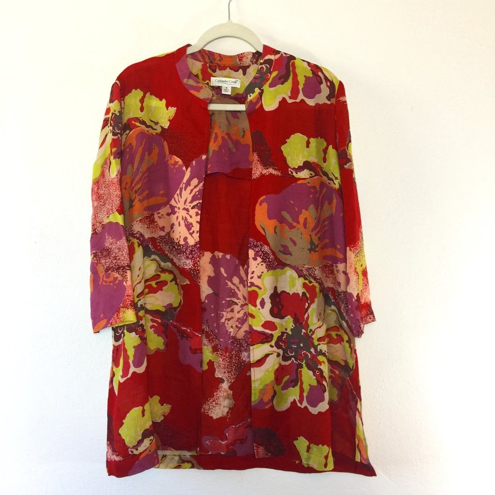 Coldwater Creek Cardigan Kimono Silk Wool Womens M